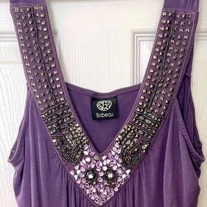 Babeau Purple Jeweled Tank Top-XL